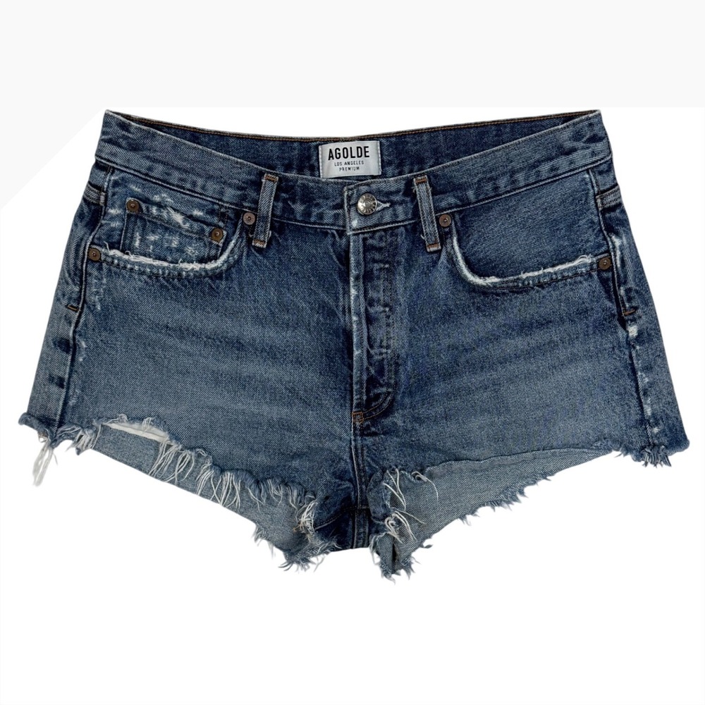 AGOLDE Women's Parker Vintage Denim Shorts Size 29 Distressed Cutoff Raw Hem